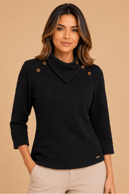 BLUSA TEXTURIZADA GOLA ASSIMETRICA -1-